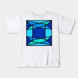 Blue Sapphire Geometric Abstract Acrylic Painting Kids T-Shirt